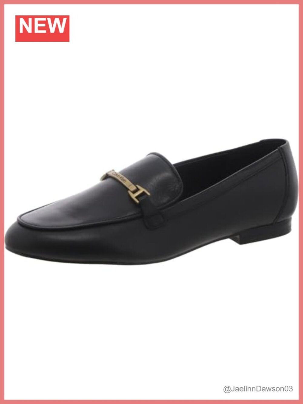 Women's Leather Slip-On Loafer with Gold Hardware Almond Toe